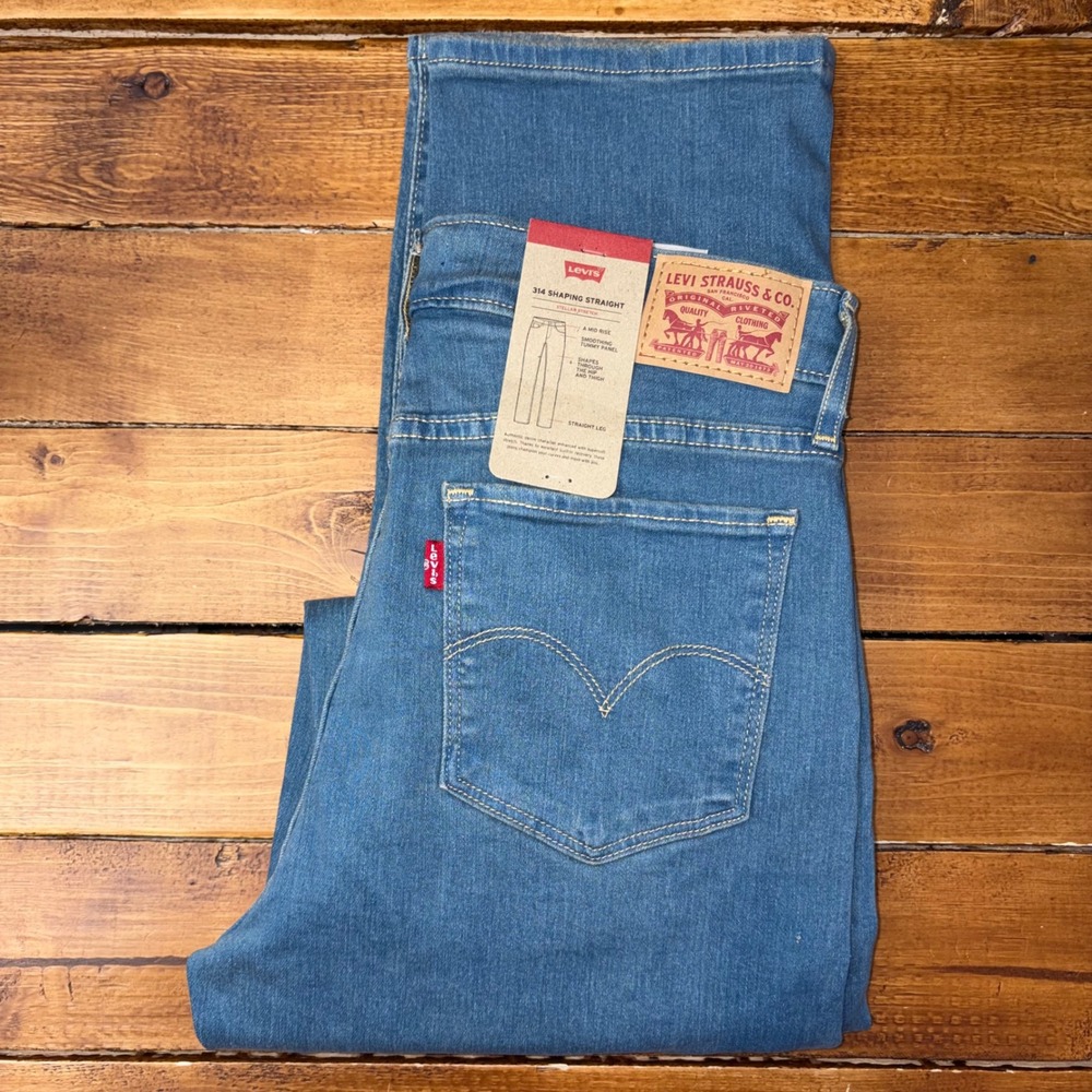 Levis 314 Shaping Straight Jeans Womens 29x32 Blue Stellar Stretch Mid Rise NEW